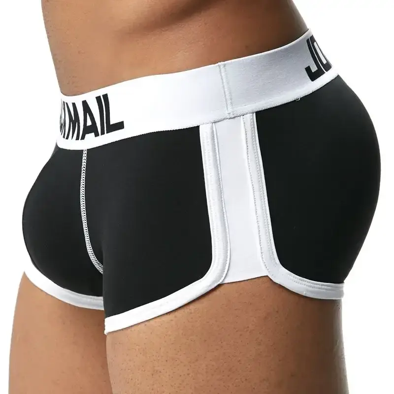 Men Trunks Built-in Fake Butt Hip Lifter Enhancer Shorts Boxer Padded Underwear Underpants Breathable with Removable Pads