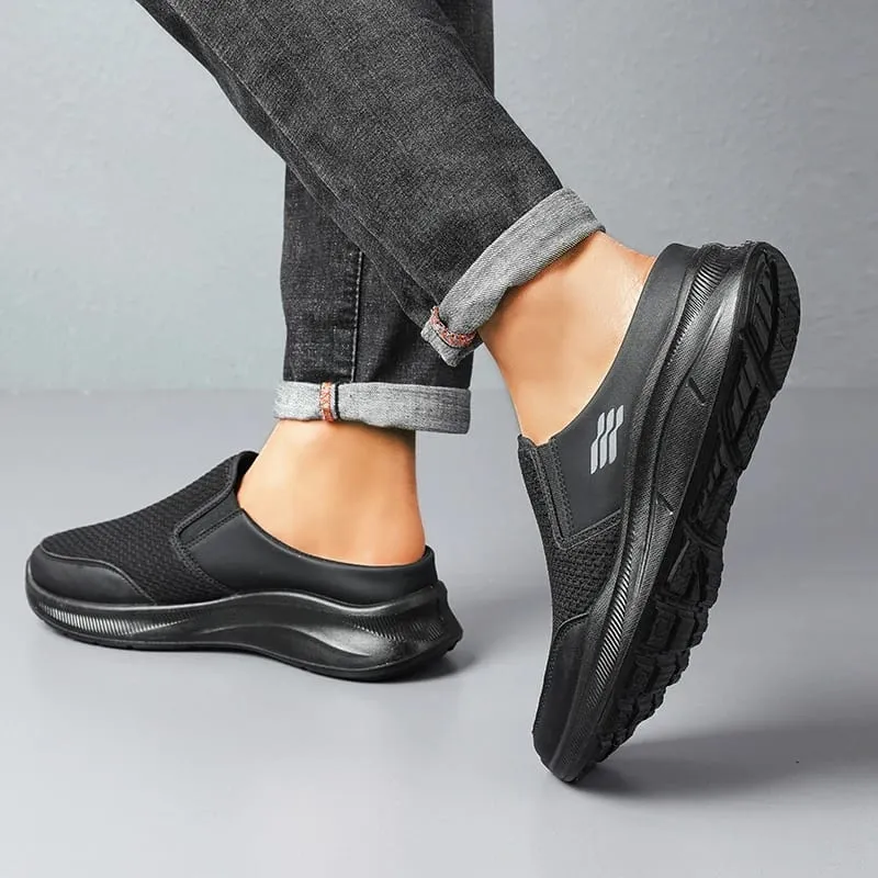 Pull-on Dual Wear Åndbar Grid Strik Walking Mules Integreret Elastisk Side Gore Panel Rib Segmenteret Fuldt hvidt Fodtøj — image 2