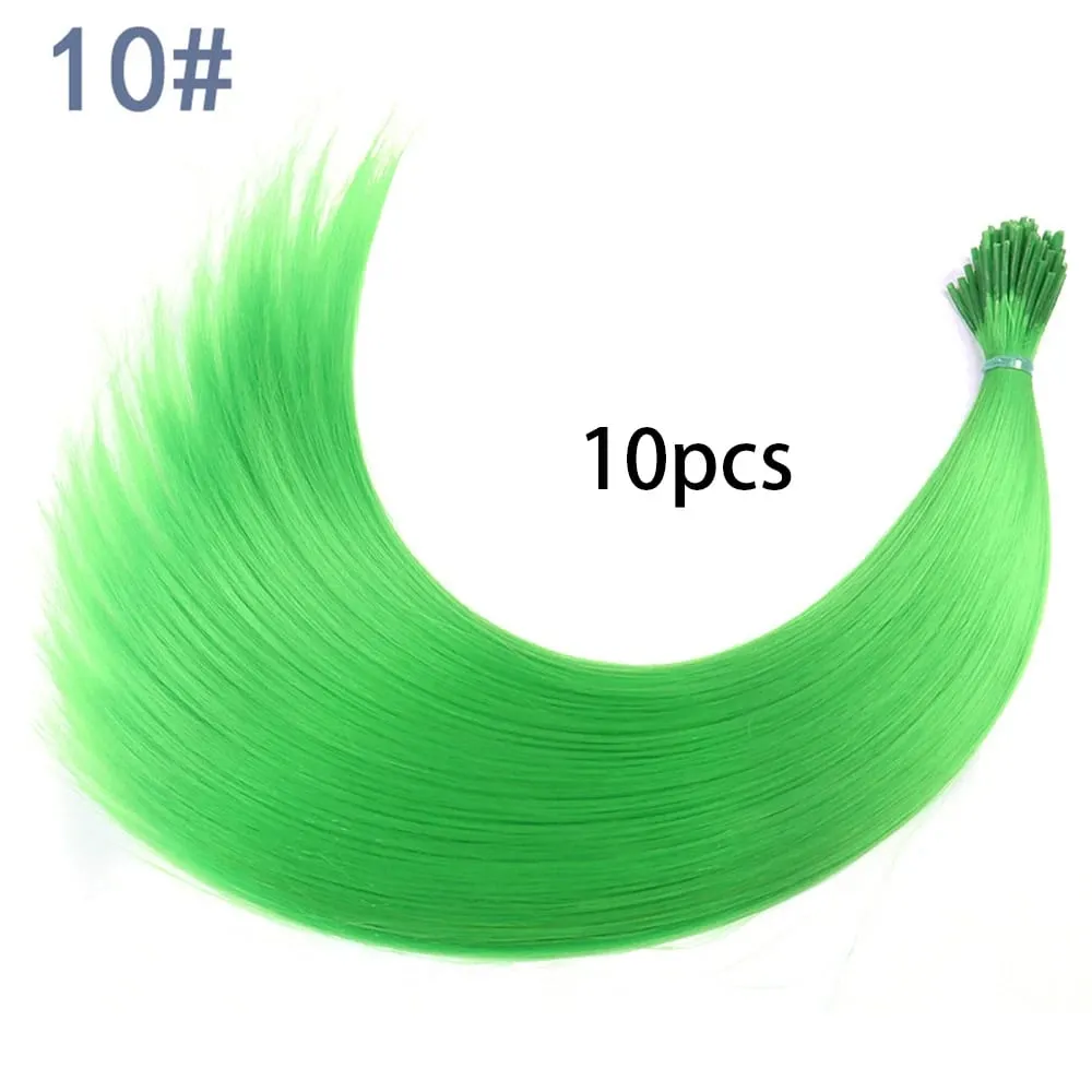 Synthetische farbige I-Tip-Stick-Haarverlängerungen, glattes Haar, 40,6 cm, für Frauen, hohe Temperaturen, 10 Strähnen/Packung, Farben — image 18