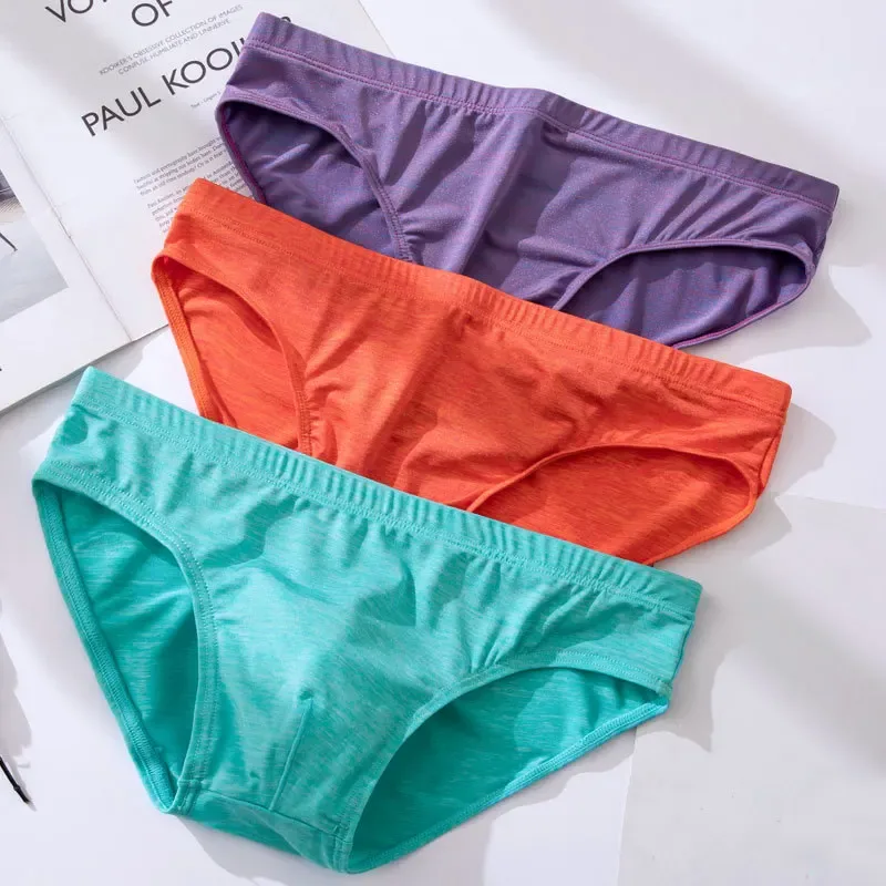 Men's Sexy Brief Ice Silk Elastic Quick Dry Cool Feel Underwear Youth Low-rise U Convex Pouch Sports Panties Comfortable Mankini — image 8