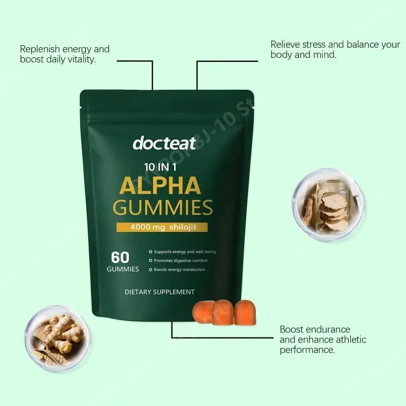 Shilajit Gummies 10 en 1 4000 mg avec extrait de racine d'Ashwagandha 60 Gummies Soutien énergétique Supplément de bien-être pour adultes — image 5