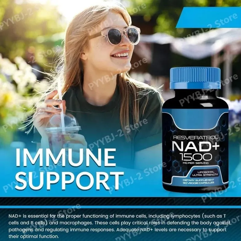 NAD+ kapslar med Resveratrol örtantioxidanttillskott Stöd för cellhälsa Energi och anti-åldrande för kvinnor män 90 delar — image 6