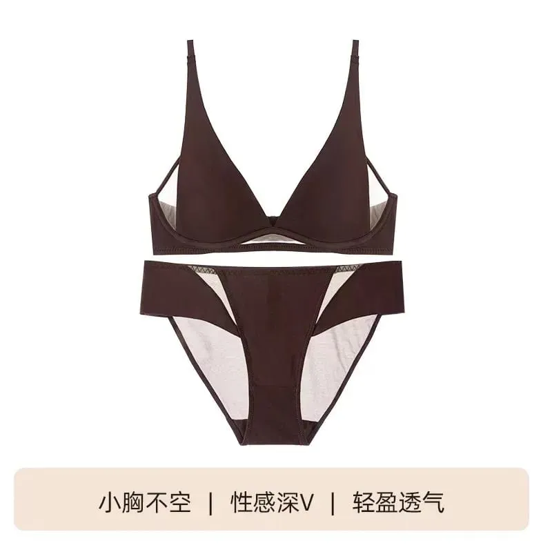 Französischer Triangel-BH mit Hasenohren, tiefem V, kabelloses Bralette für kleine Brüste, keine Lücke, sexy Dessous-Set, atmungsaktiv, Sommer, dünn — image 12