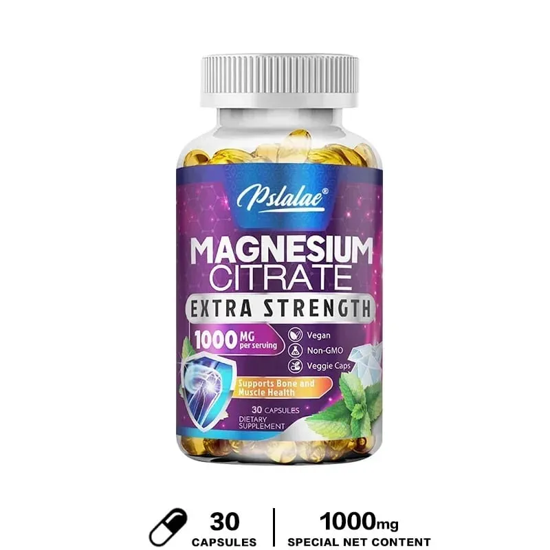 Magnesium Citrate Capsules 1000 Mg - Maximum Absorption for Muscle Nerve Bone and Heart Health Gluten Free Non-GMO