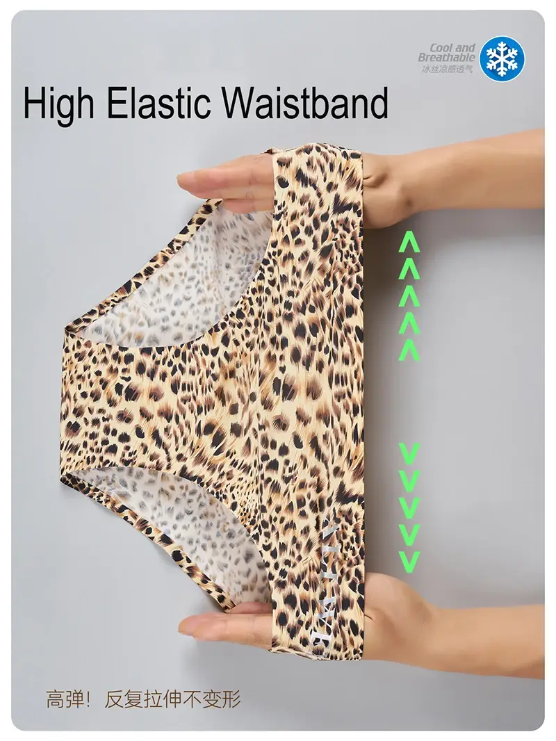 Mens Ice Silk Briefs Summer Ultra-thin Seamless Sexy Panties Leopard Print Quick Drying Breathable Underwear 3D Pouch Underpants — image 5
