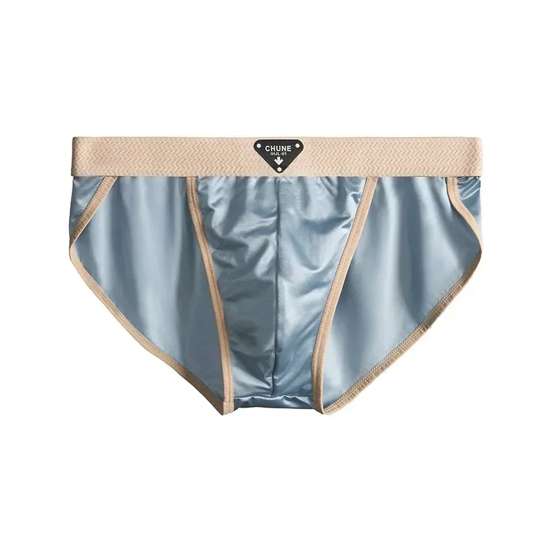 1/3PCS Men's Briefs Satin-like Ice Silk Briefs Summer Smooth Mens Underpants Breathable Quick Drying Panties Sexy U Pouch Briefs — image 27