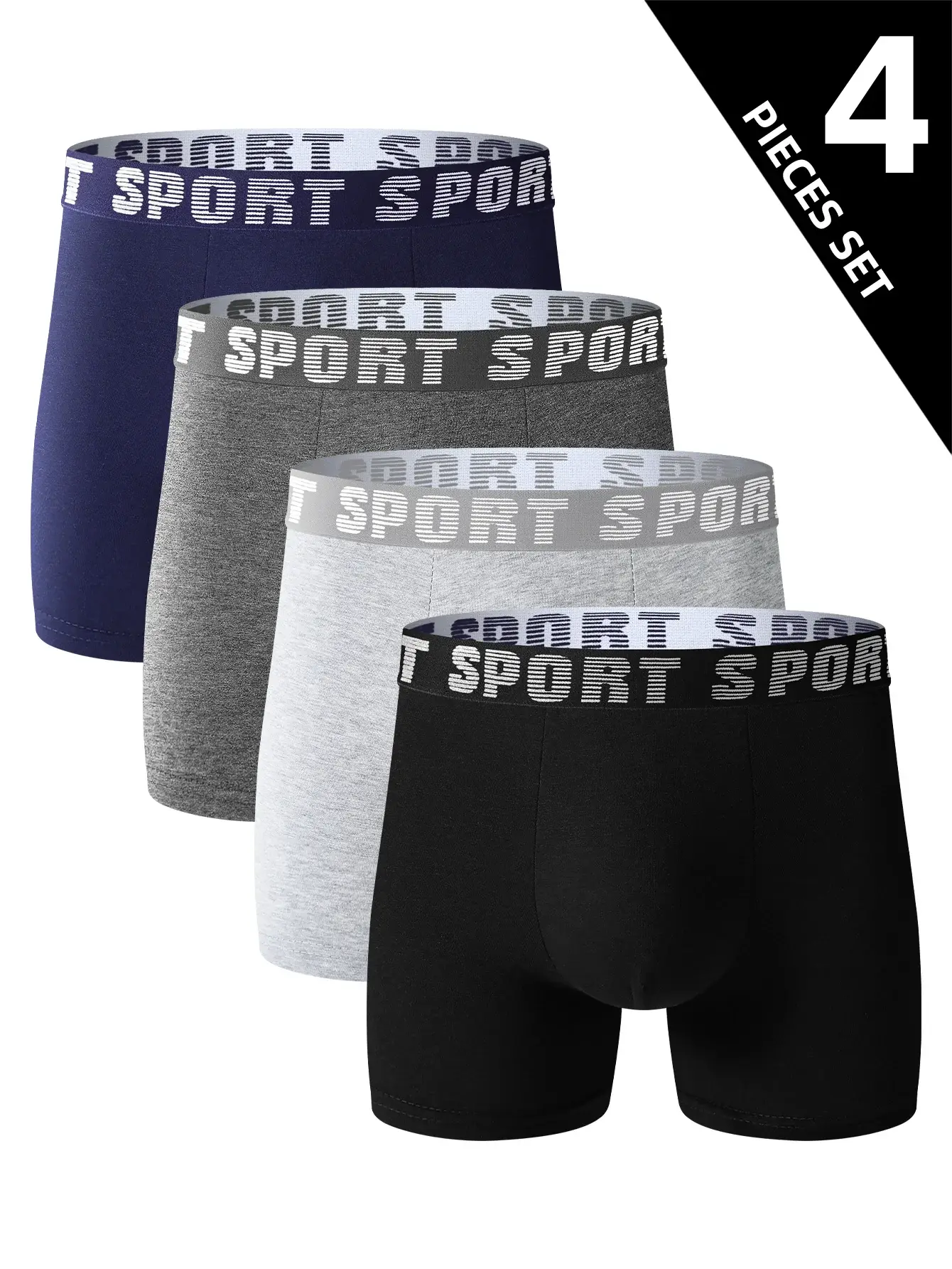 4 pieces of men's sports underwear, soft, breathable and comfortable sweatpants, fashionable and personalized long briefs — image 11