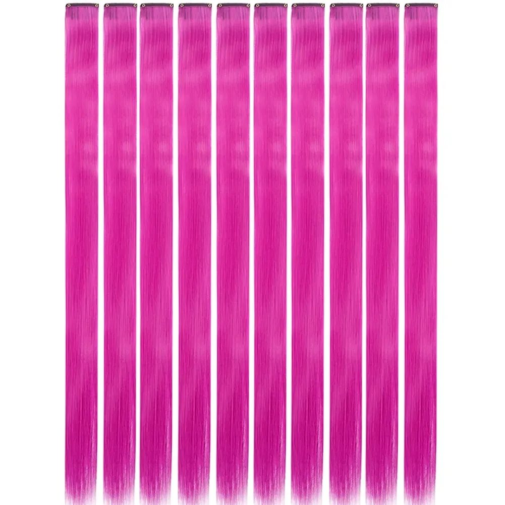 10PCS/Pack Colored Party Highlights Clip in Hair Extensions for Girls 22 Inches Omber colors Straight Hair Synthetic Hairpieces — image 50