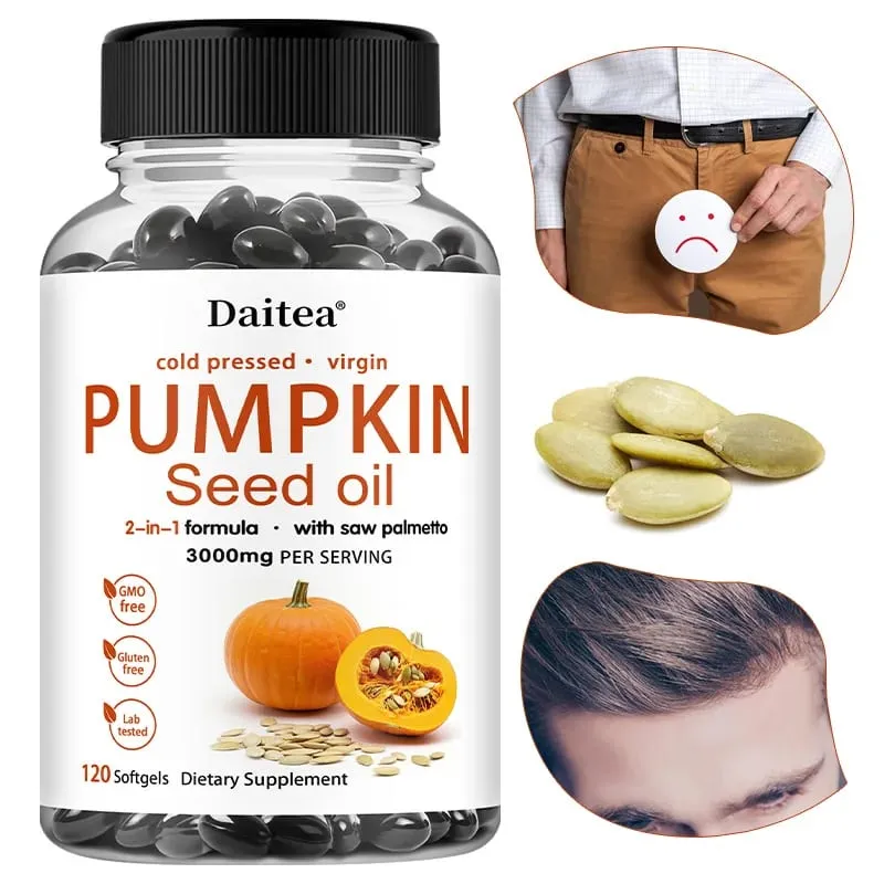 Ang Pumpkin Seed Oil + Saw Palmetto Extract ay Sinusuportahan ang Prostate at Urinary System Health Pangangalaga sa Buhok Anti-Paglalagas ng Buhok Kalusugan ng Lalaki — image 1