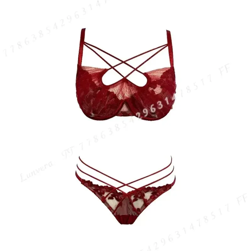 Conjunto de lingerie de renda bordada de verão, conjunto de lingerie de malha transparente, sutiã push up confortável, roupa íntima diária para mulheres, tamanhos 32 a 38 — image 1