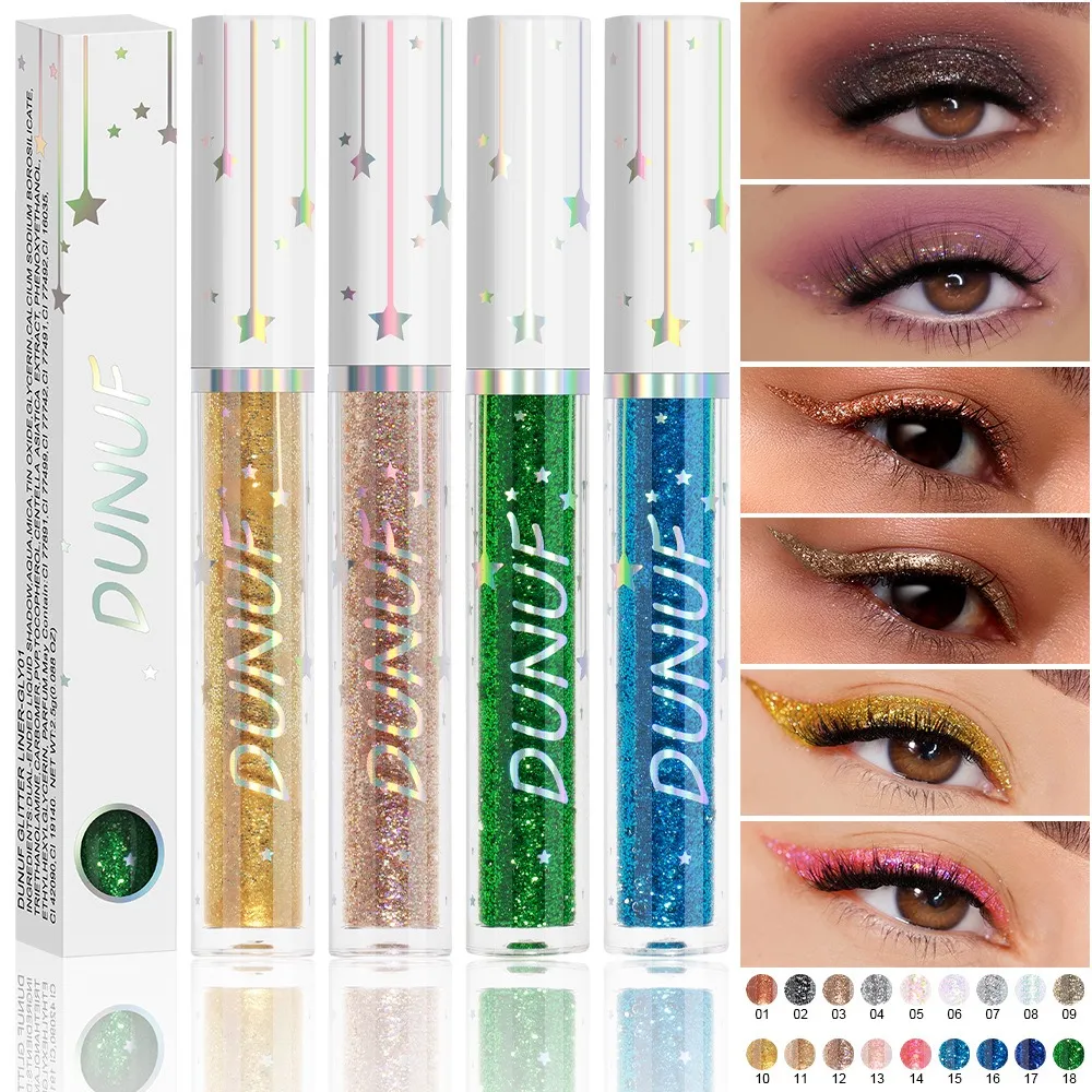 Diamond Blue Sequins Eyeliner Glitter Shiny Brighten Lying Silkworm Makeup Highlight Liquid Eye Liners Pigment Green Silver Gold — image 4