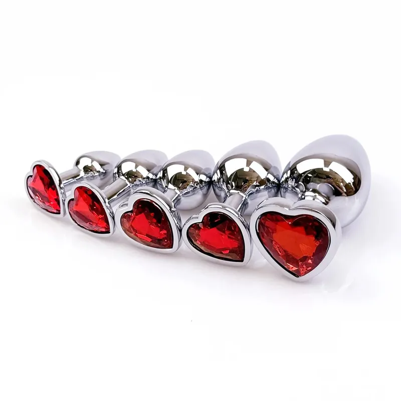 5 Sizes Heart Metal Crystal Anal Plug Stainless Steel Butt Plug Masturbation Stimulator Dildos Adult Sex Toys For Women Men — image 4