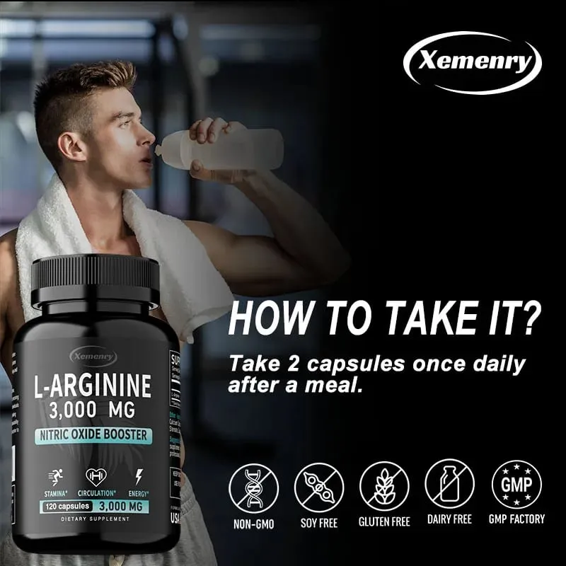 L-Arginine 3000mg - Supports Muscle Growth Vascular Function Boosts Energy Improves Endurance and Promotes Blood Circulation — image 6