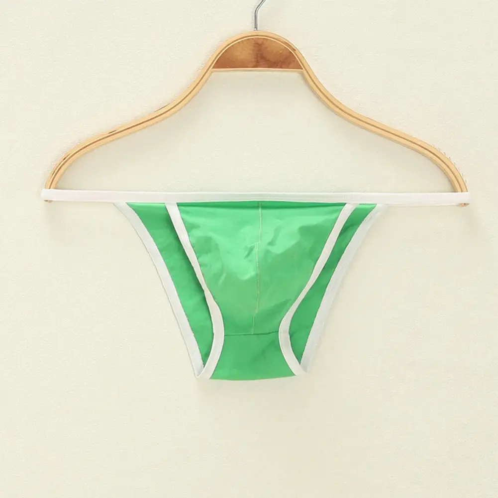 Men Sexy Briefs Cotton Low Rise Breathable String Bikini Contoured Pouch Bulge Jersey Color Erotic Slim Fit Thin T-back Thong — image 7