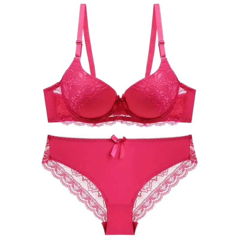 Bra Set Women's Sexy Lace Thin Cup Gather Adjustable Push Up Breathable Comfort Soft Ladies Underwear Lingerie Sets Bra Set — image 4
