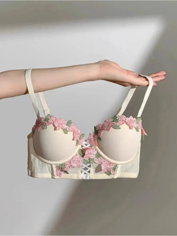 Japanese Kawaii Bralette Set for Small Bust Summer Wireless Lingerie Ultra-Thin Pure & Sensual Snug Fit Bra No Steel Rings — image 5