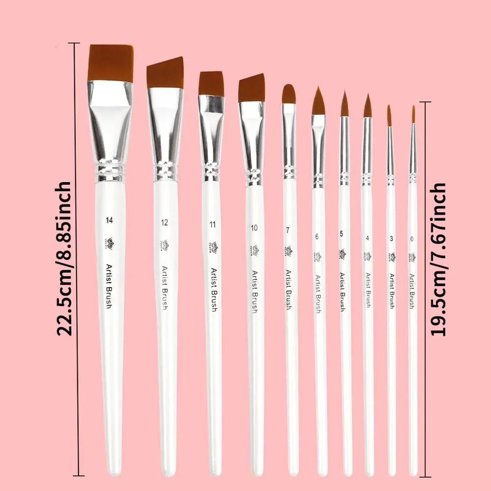 10pcs Professional Face Painting Brushes Set Nylon Bristles for Stage Makeup Petal Dome Tips Art Makeup Tool — image 6