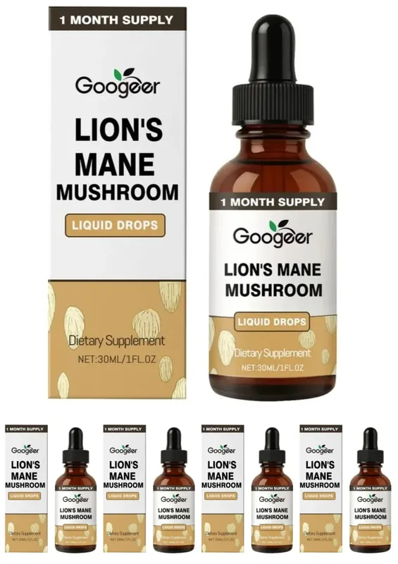 Googeer Lion's Mane Mushroom Liquid Drops الذاكرة ودعم التركيز للوضوح المعرفي والرشاقة العقلية خالية من الكحول 30 مل — image 12