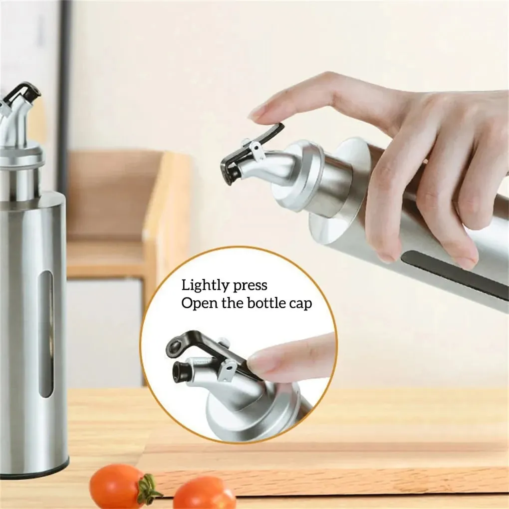 1PCS Kitchen Olive Oil Bottle Plastic Container Stainless Steel Bottle Body Pot Jar Pro Vinegar Sauce Holder Cooking Dispenser — image 3