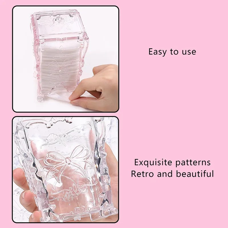 Cotton Pad Nails Storage Box Butterfly Transparent Pink Design Napkins Container Brush Organizer Makeup Case Nail Art Tools — image 4