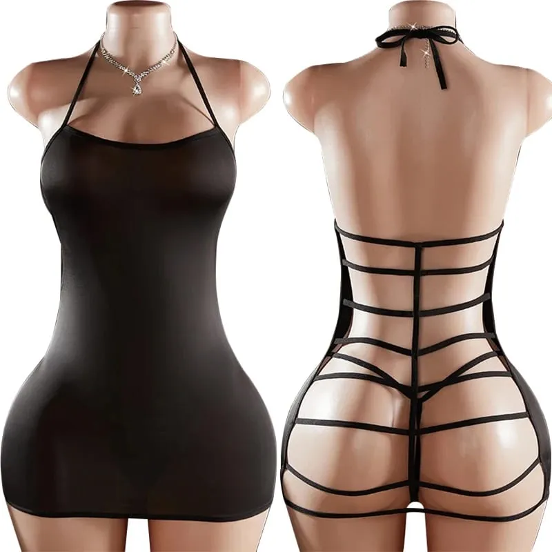 Màu Đỏ Gợi Cảm Crotchless Váy Đầm Cho Nữ Mùa Hè Hở Lưng Mini Váy Ngủ Trơn Trượt Áo Vestidos Y2k Quần Áo Trang Phục Dạ Hội — image 8