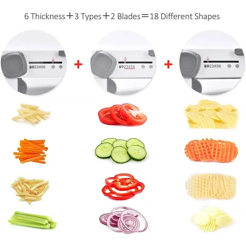 Ultra Sharp Mandoline Slicer Upgraded Vegetable Slicer Kitchen Adjustable Thickness Food Cutter Slicer Dicer KC0450