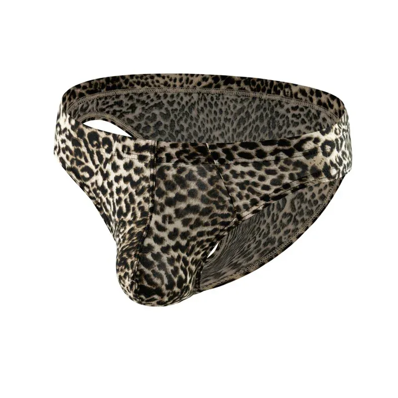 Sexy Men's Briefs Underwear Leopard Pattern Low Waist Soft Slip Briefs Lingerie Underpants Pouch Tangas Sexis De Hombre — image 4