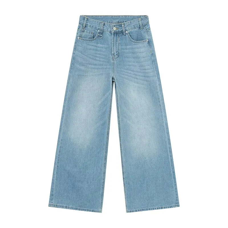 Summer Men's Denim Pants Old Blue Washed Male Jeans Straight Casual Menwear Loose Wide Leg Trousers New Fashion 9C354 — image 14