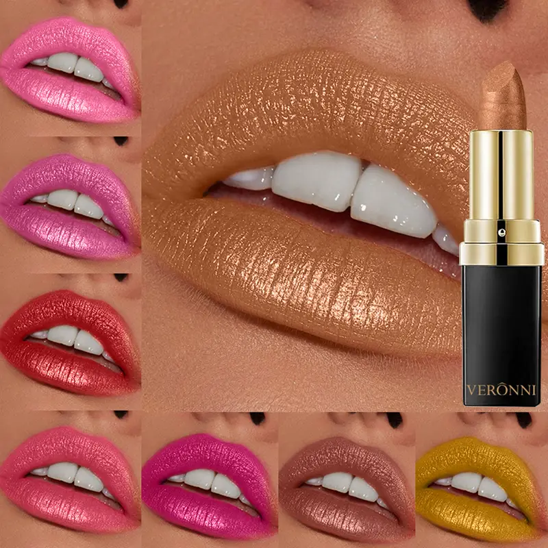 10 Color Glitter Lipsticks Shimmer Shiny Lipgloss Pearlescent Lip Tint Waterproof Long Lasting Diamond Lips Glaze Makeup Cosmeti — image 2