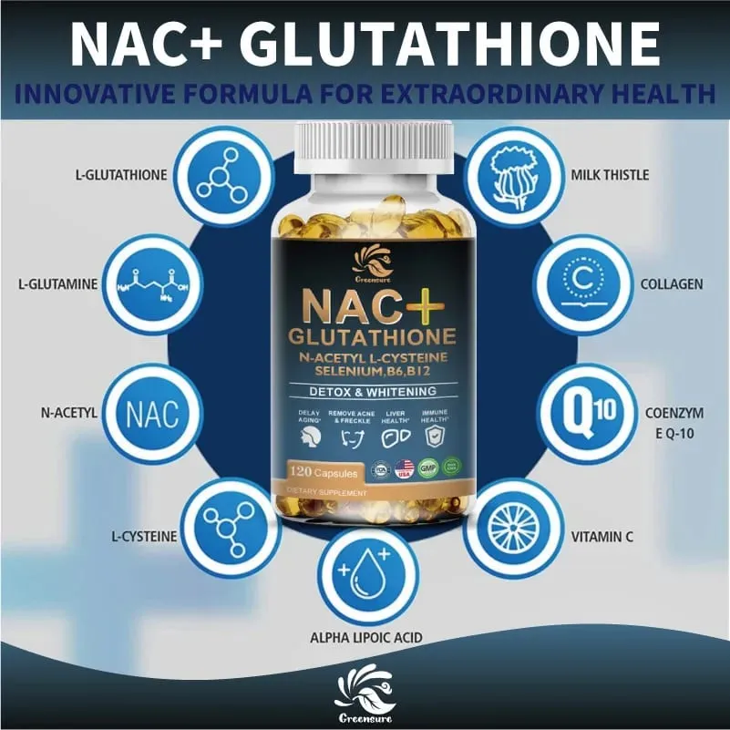 Greensure NAC Glutathione Capsules N-Acetyl Cysteine 1200 mg Support for Liver Lung | Amino Acid Increases Glutathione — image 4
