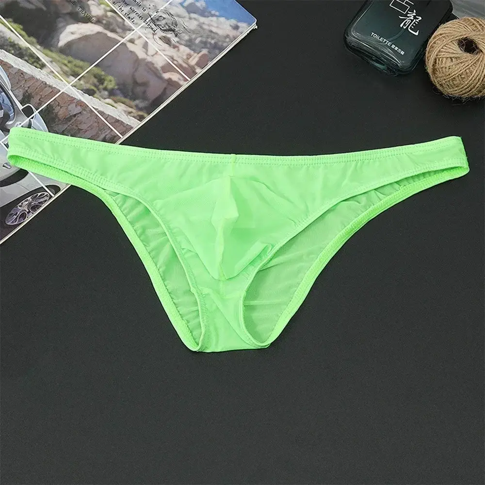 Men's Sexy Breifs Confortable Ice Silk Briefs Ultra-thin Transparent Breathable Underwear Low Waist Underpants Fashion Briefs — image 10