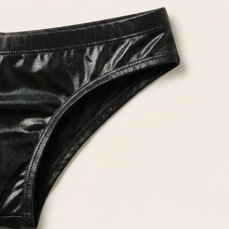 Pantaloni a triangolo in pelle PU da uomo 1 pezzo, intimo sexy a triangolo cavo con cavallo, fitness da boxe, novità per adulti, regalo dolce — image 6