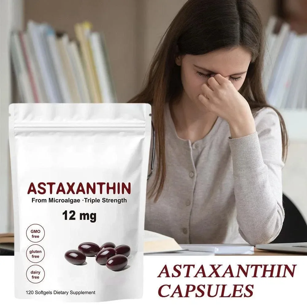 Premium Astaxanthin Capsules Antioxidant Supplements Supports Eye Joint Internal Circulation Skin Health & Natural Tanning