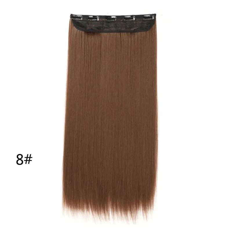 Synthetic 5-Clip One Piece Invisible Hair Extensions Long Straight 24Inch Heat Resistant Hairpiece for Women — image 9