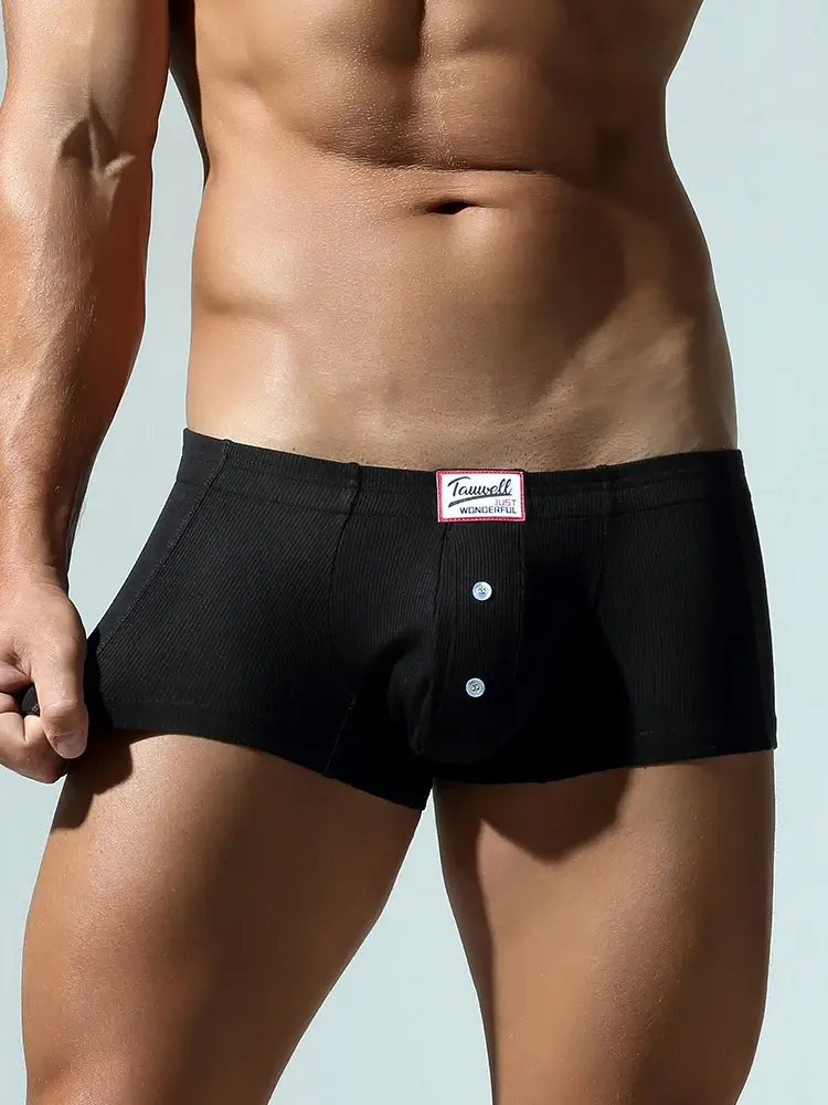 Men's Flat Underwear, Made of Synthetic Cotton, High Elasticity, Raised, Button Decoration, Comfortable Slim Fit Solid Color — image 14