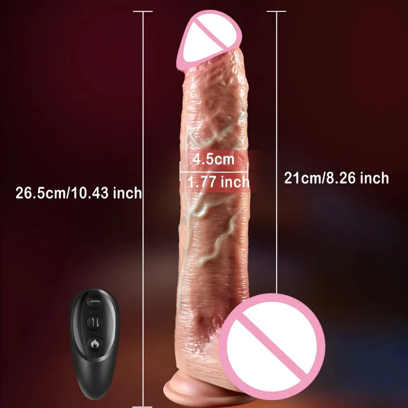 Realistic Vibrator Dildo Telescopic Female Vaginal Penetration Masturbator Anal Plug Penis Heated Vibrating Sex Toys For Women