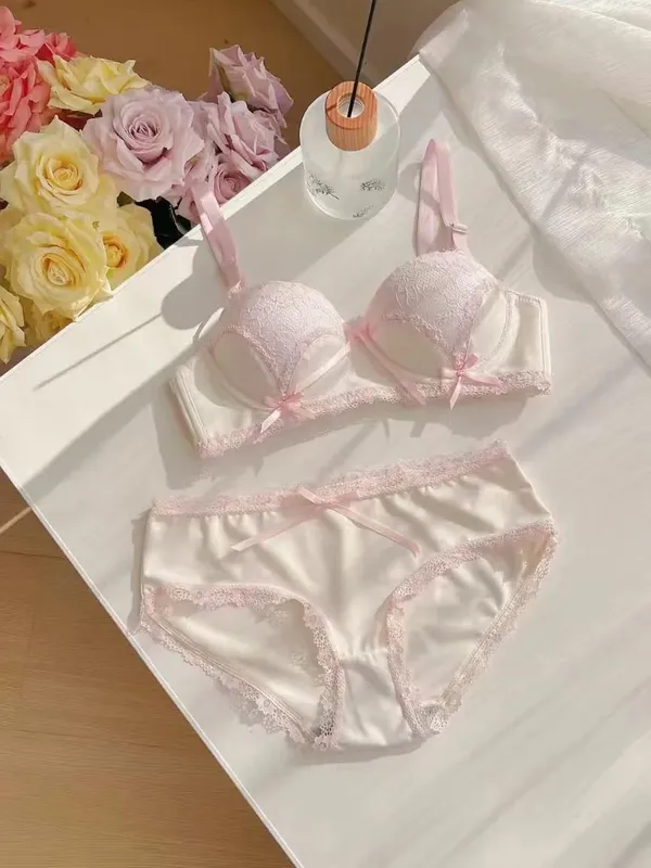 Japanese Sweet Girl Underwear Small Breasts Gathering Bra Without Underwire Sexy Lace Lingerie — image 12