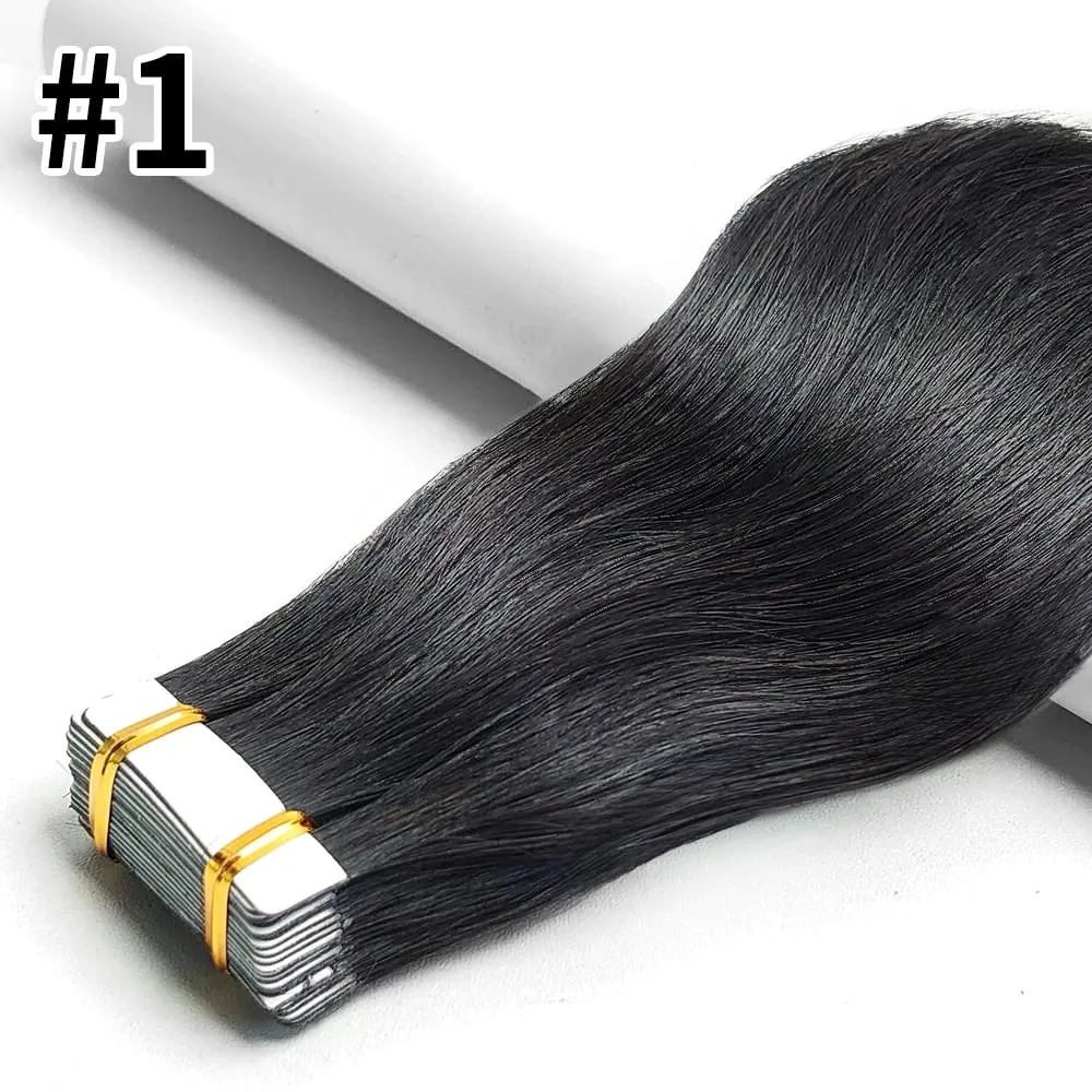 Colored Bone Straight Tape In Hair Extensions 100% Human Hair Invisible Seamless Skin Weft Tape In Human Hair Extensions 26 Inch — image 8