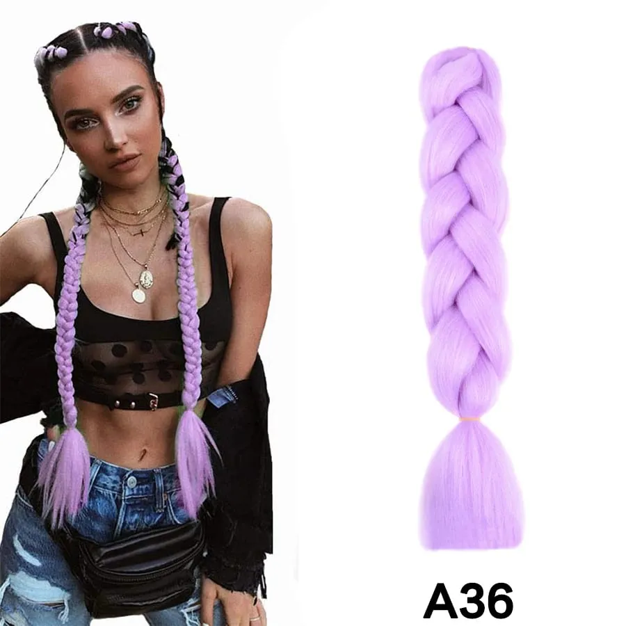 24 Inch Synthetic Jumbo Braid Pure And Ombre Braiding Hair Extensions For Women DIY Jumbo Hair Braids Black Green Gray Brown — image 37