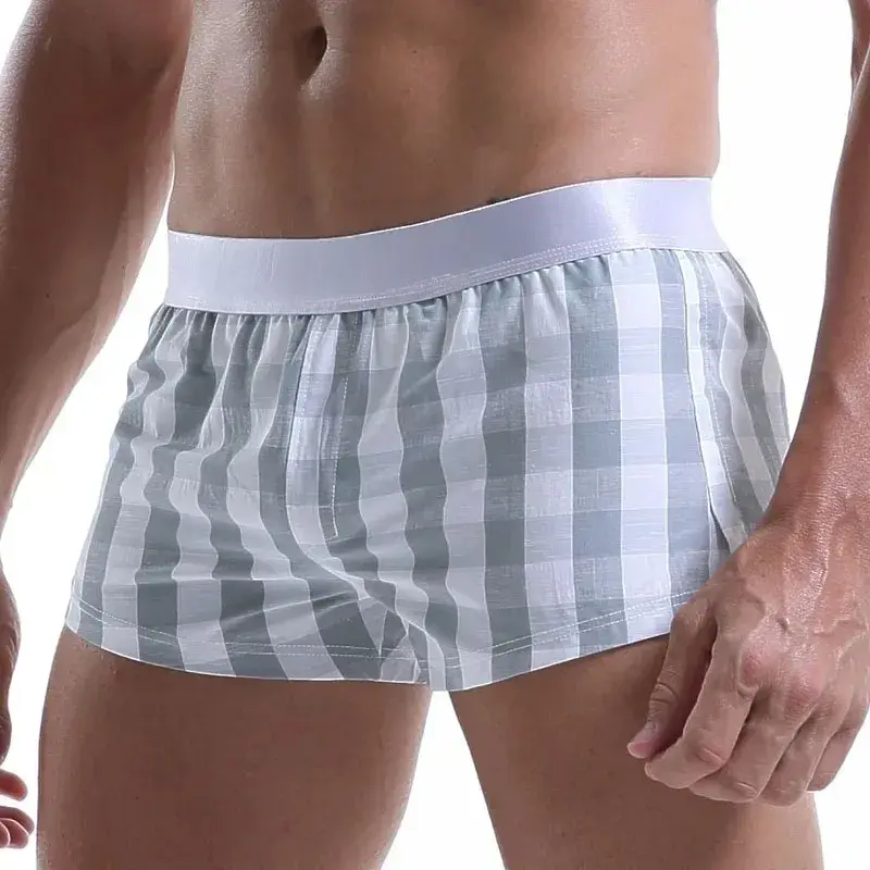 Boxer en coton pour hommes, short ample, multicolore, sous-vêtements à carreaux, vêtements de maison, pantalon flèche confortable, 3256806911165516 — image 3