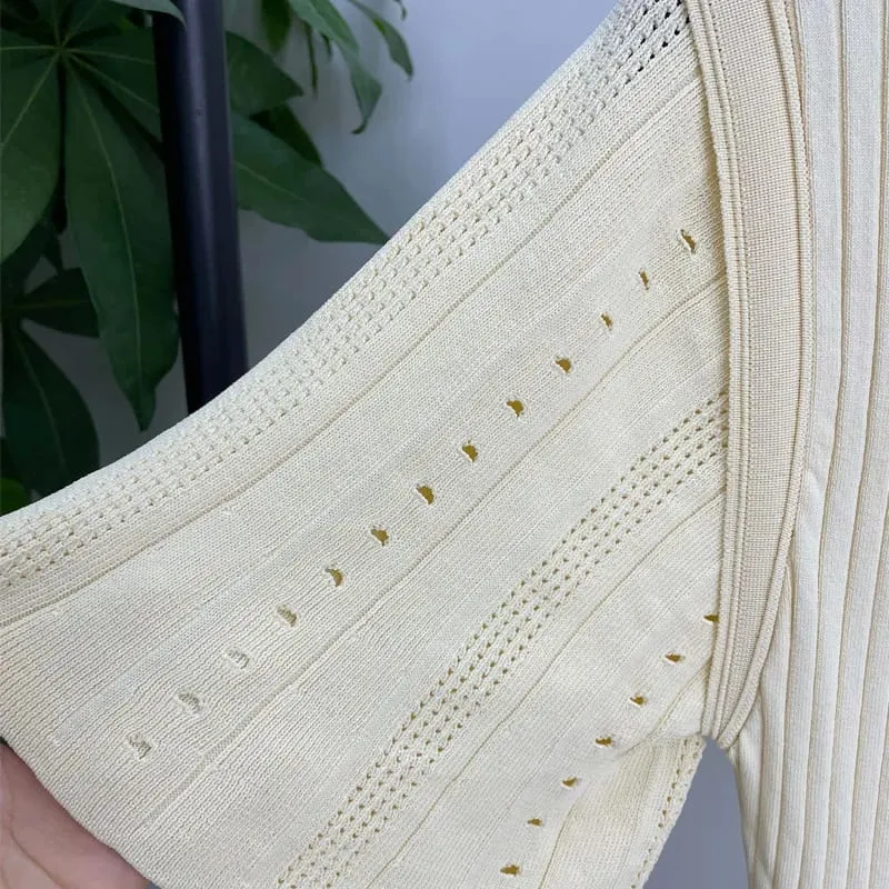 Summer Spring New French Elegant Fragrance High-end Slimming Knitted Mermaid Dress Hollow Slimming Fish Tail Knit Dress — image 5