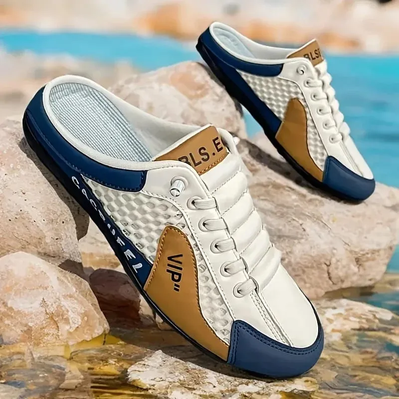 Pria Fashion Bersol Lembut Setengah Sandal Musim Panas Pria Trendi Bawah Sepatu Kasual Lembut Sole Sepatu Zapatos De Hombre Plus ukuran 48 — image 6