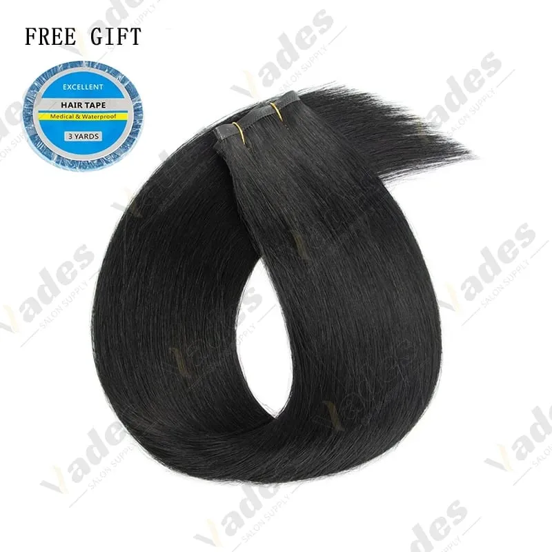 Injected Tape In Hair Extensions Invisible Long Tape PU Weft Human Hair Bundles Natural Hair Extensions 12-22 inch Thick Ends