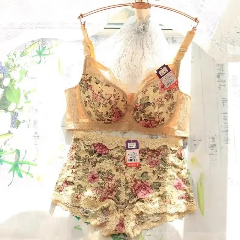 Women's Bra Set Sexy Lace Printed Embroidery Plus Size Full Cup Female Lingerie Suit 34 36 - 48 B C D E F — image 5