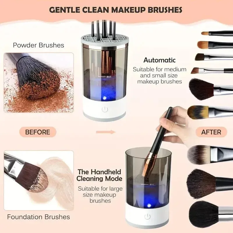 USB Plug Portable Electric Makeup Brush Cleaner with Rubber Makeup Machine Electric USB Quick Cleaner Cleaning Brush Collar Brus — image 2