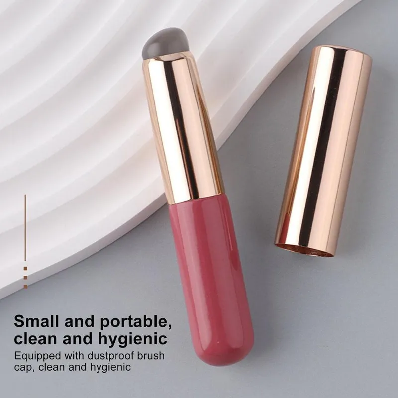 Wholesale Silicone Lip Brush With Cover Cap Concealer Brush Like Fingertips Q Soft Lipstick Makeup Brushes Round Head No Broken — image 4
