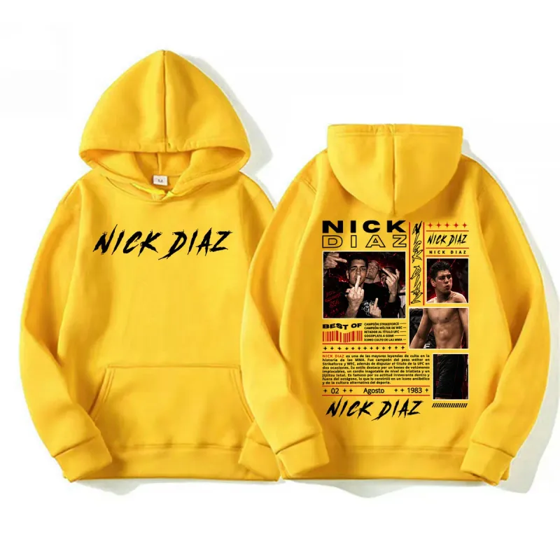 Limited Nick Diaz Retro 90s Style Graphic Hoodies Men's Gothic Violence Aesthetic Sweatshirt Fleece Casual Long Sleeve Pullovers