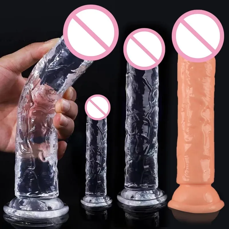 Realistic Transparent Dildo/Flesh Color Dildo Suction Cup Jelly Penis 7 Size Female Masturbator Soft Big Dick Lesbian Sex Toys — image 2