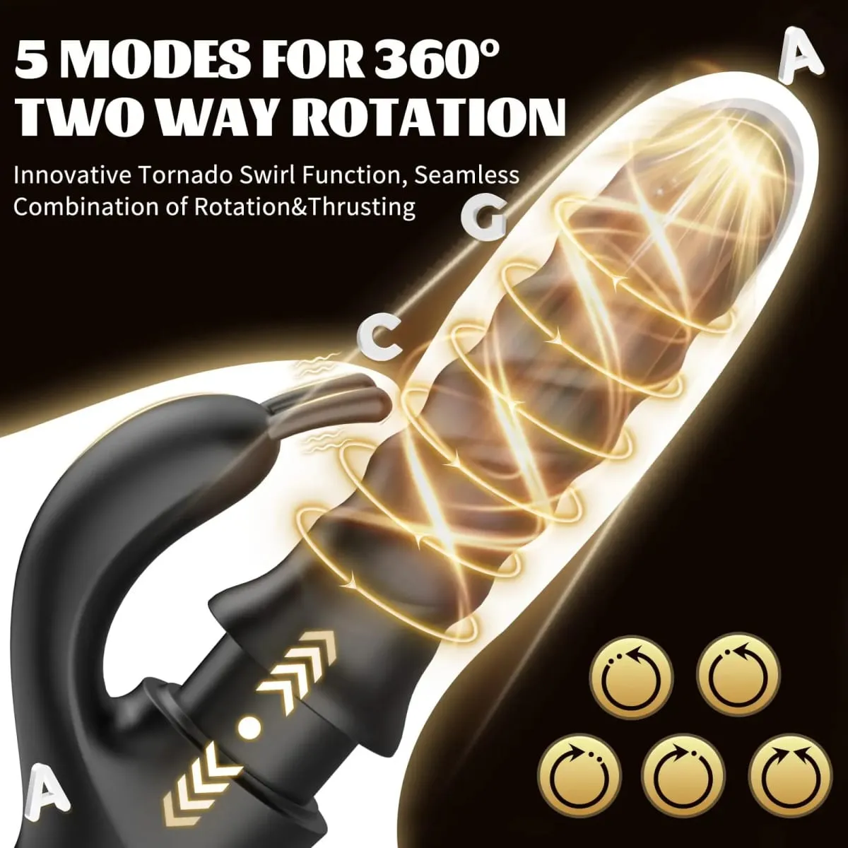 2026 Tornado Swirling G Spot Vibratore del coniglio Rotante a 360 ° Spinta Giocattoli del sesso femminile per la stimolazione anale del clitoride Masturbazione
