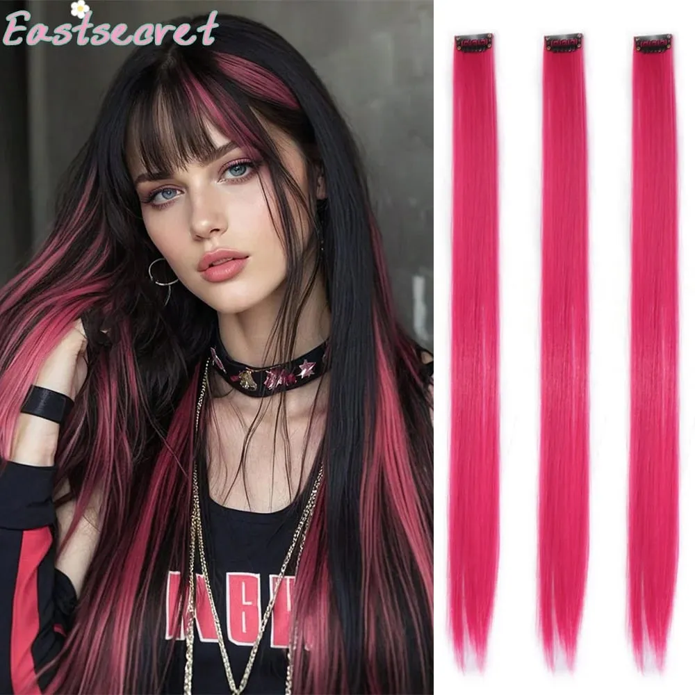 Long Straight Hair In Extensions Synthetic Clip In Hair Extensions for Women Halloween Christmas Party Cosplay Multiple Colors — image 2